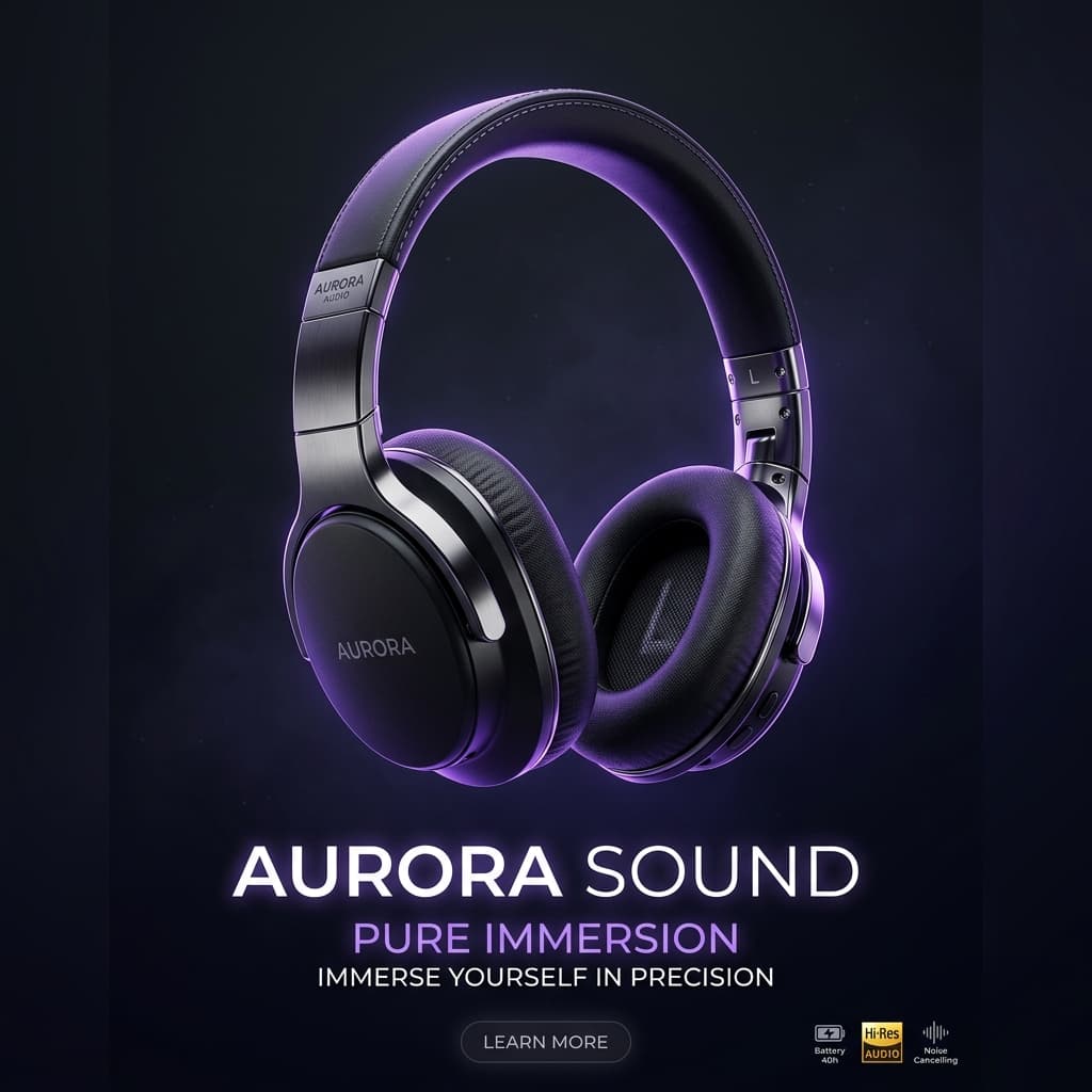 Anuncio de auriculares premium listo para publicar
